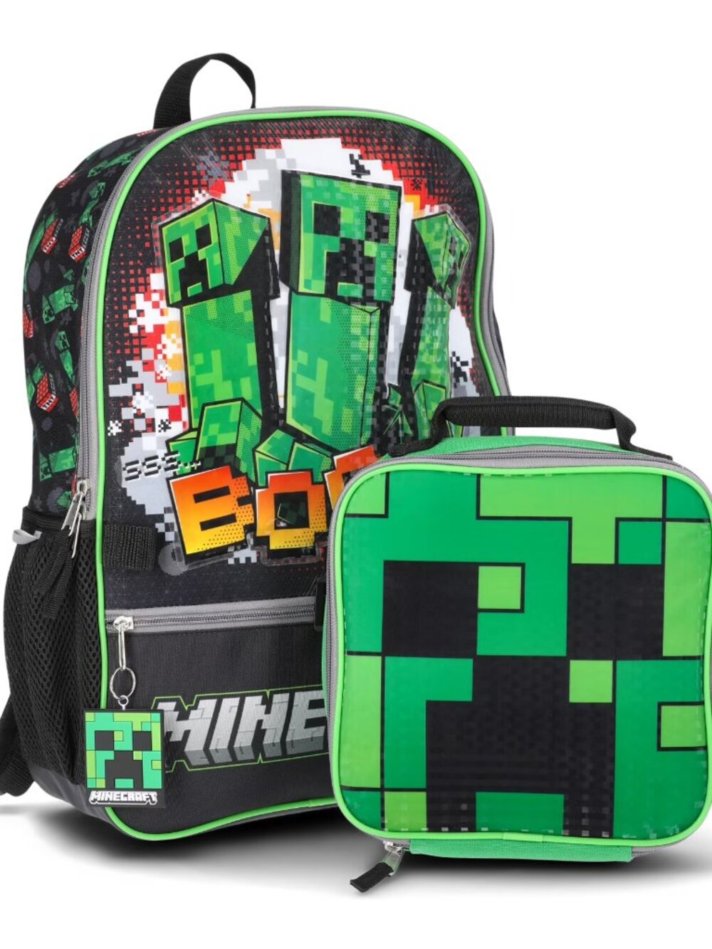 Minecraft Boys Light Up 17" 2-Piece Backpack & Lunch Set, Green
